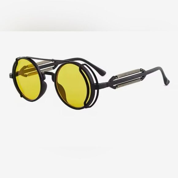 CLASSIC GOTH STEAMPUNK SUNGLASSES IN YELLOW - Picture 1 of 3